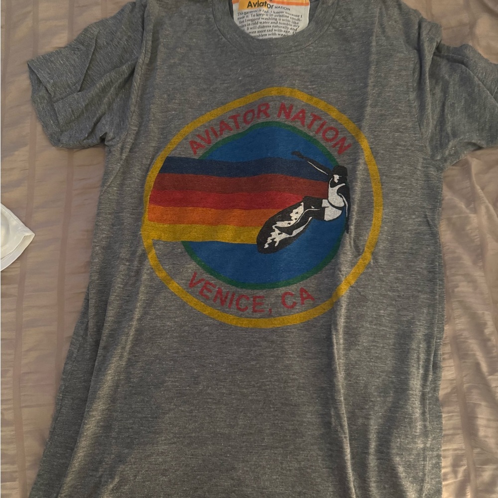 Aviator Nation Heather Gray T-Shirt with Graphic